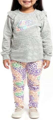 Nike Little Girls Ruffle Sweatshirt and Leggings Set Pullover Sweater 2 Piece Outfit in Saudi Arabia