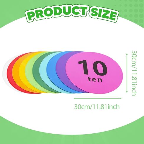 10 Pieces Numbered Markers Flat Floor Spots 12 inch Anti Skid Portable Football Yard Markers for Gym Agility Training in Saudi Arabia