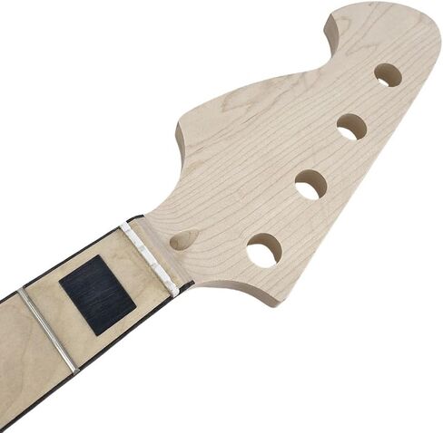 Electric Bass Neck Reverse Headstock 22 Fret 34 Inch - Maple Fretboard with Black Block Inlays & Binding, Bolt-On Design for 4-String Bass Builds (42mm Nut) in Saudi Arabia