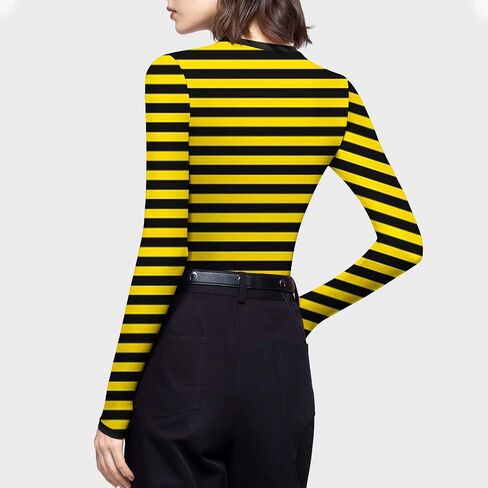 Base Layer Tops for Women Long Sleeve Pullover Striped Stretch Fitted Lightweight Thermal Shirts for Cold Weather S-5X in Saudi Arabia