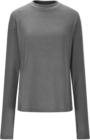 Long Sleeve Thermal Shirts for Women Cold Weather Basic Layer Mock Neck Underwear Warm Bottom Tops with Thumb Hole in Saudi Arabia