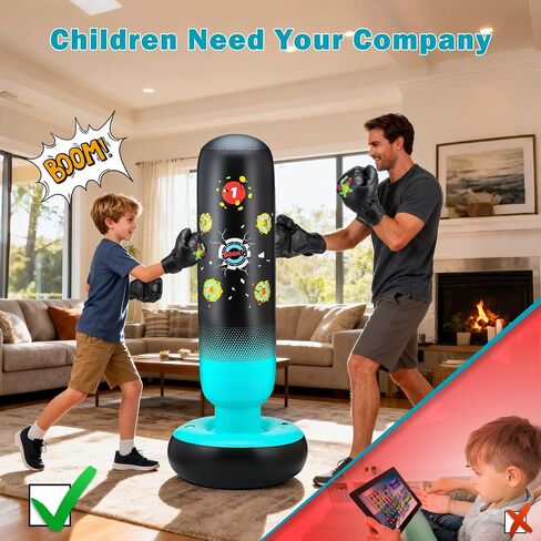 Kids Punching Bag with Boxing Gloves & Pump 165cm Larger Stable Dinosaur & Hitting Target 2 in 1 Inflatable Punching Bag for Kids Boxing Training Bag Set Gifts for Boys & Girls Age 3-12 in Saudi Arabia