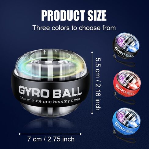 Wrist Ball, 2026 New Wrist Ball Exerciser, Auto-Start Gyroscopic Forearm Exerciser with LED Lights, Adjustable Resistance for Enhance Grip Strength in Saudi Arabia
