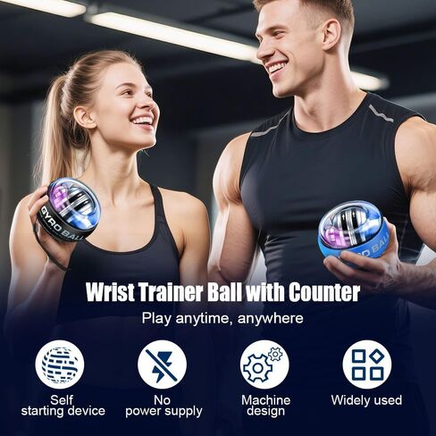 Wrist Ball, 2026 New Wrist Ball Exerciser, Auto-Start Gyroscopic Forearm Exerciser with LED Lights, Adjustable Resistance for Enhance Grip Strength in Saudi Arabia