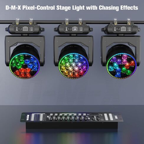 Moving Head Stage Light 19x15W RGBW 4 in 1 Focusing Bee Eyes + Light Strip with Zoom & Beam Effects,540° Pan/220° Tilt,DMX512 Control for DJ/Club/Concert Lighting/Bars/Dances in Kuwait