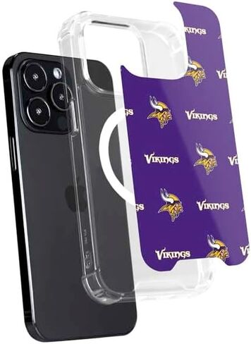 Skinit Phone Case Compatible with MagSafe iPhone 15 Pro - Officially Licensed NFL Minnesota Vikings Blitz Series Design in Saudi Arabia
