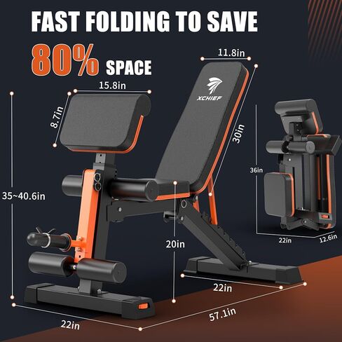 Adjustable Weight Bench - 1000LBS Capacity Heavy Duty Foldable Workout Bench for Full Body Exercise, Flat/Incline/Decline, Bench Press for Home Gym with Preacher Pad & Leg Extension in Saudi Arabia