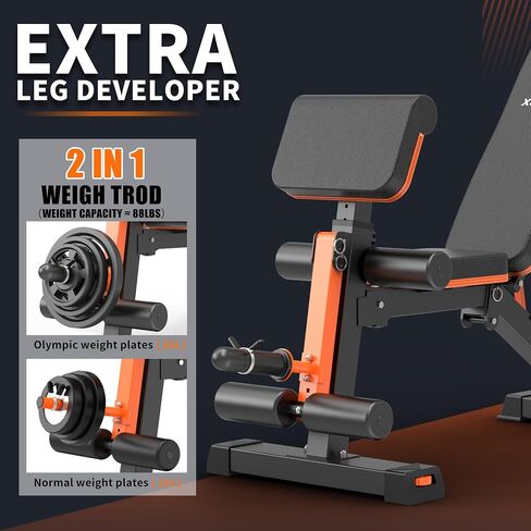 Adjustable Weight Bench - 1000LBS Capacity Heavy Duty Foldable Workout Bench for Full Body Exercise, Flat/Incline/Decline, Bench Press for Home Gym with Preacher Pad & Leg Extension in Saudi Arabia