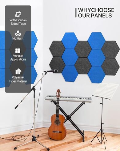 18 Pack Soundproof Wall Panels Self-Adhesive, Square Sound Proof Foam Panels for Wall, High Density Acoustic Panels, Acoustic Foam Panels for Home Office, Reccording Studio 12" X 12" X 0.4" Black in Kuwait