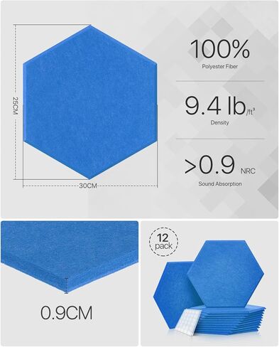 18 Pack Soundproof Wall Panels Self-Adhesive, Square Sound Proof Foam Panels for Wall, High Density Acoustic Panels, Acoustic Foam Panels for Home Office, Reccording Studio 12" X 12" X 0.4" Black in Kuwait