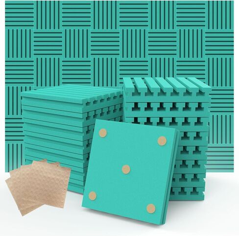 ألواح إسفنجية مقاومة للصوت للجدران، لوحات جدارية عازلة للصوت، ألواح إسفنجية صوتية، استوديو عازل للصوت مقاوم للحريق وممتص للضوضاء للاستوديو والمكتب والمنزل باللون الأزرق (GZ-L 12 بوصة × 12 بوصة × 1 بوصة، 36 قطعة) in Kuwait