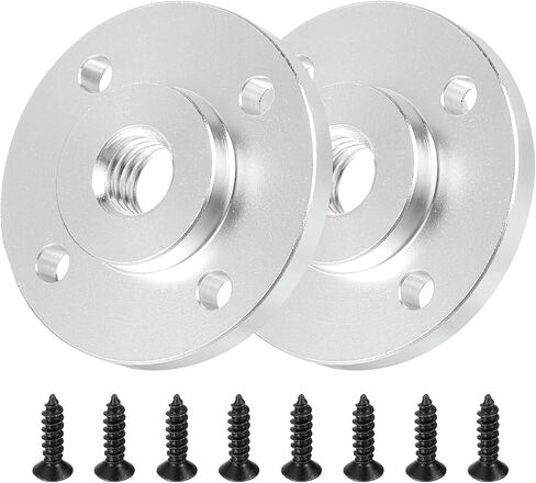 PATIKIL 3/8"-16 Female Thread Microphone Flange Mount, 2Pcs Desktop Gooseneck Table Mounts Base with Round Head Screw for Gooseneck Hose Adapter, Silver in Saudi Arabia