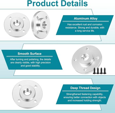 PATIKIL 3/8"-16 Female Thread Microphone Flange Mount, 2Pcs Desktop Gooseneck Table Mounts Base with Round Head Screw for Gooseneck Hose Adapter, Silver in Saudi Arabia