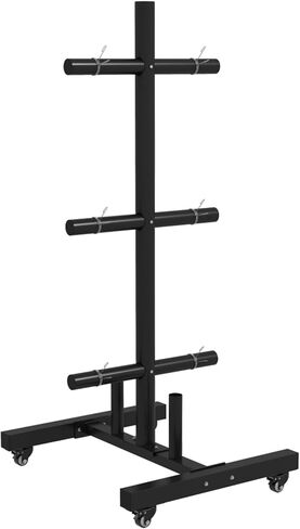 Olympic Bumper Weight Plate Rack Holder for 2 inch Plates and Bars, with 4 Transport Wheels and 6 Fasten Clamps, 440lbs Capacity in Saudi Arabia