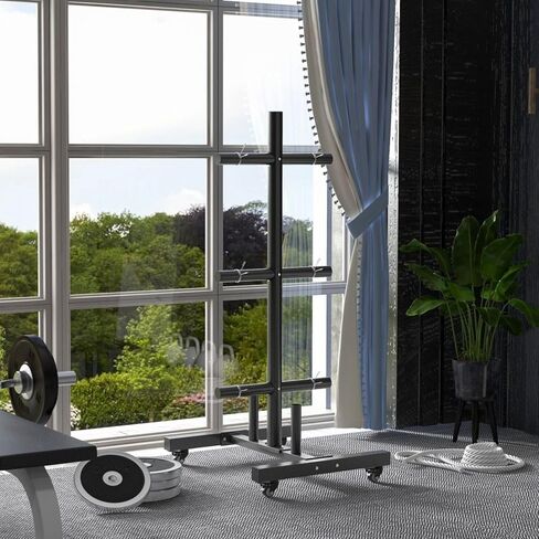 Olympic Bumper Weight Plate Rack Holder for 2 inch Plates and Bars, with 4 Transport Wheels and 6 Fasten Clamps, 440lbs Capacity in Saudi Arabia