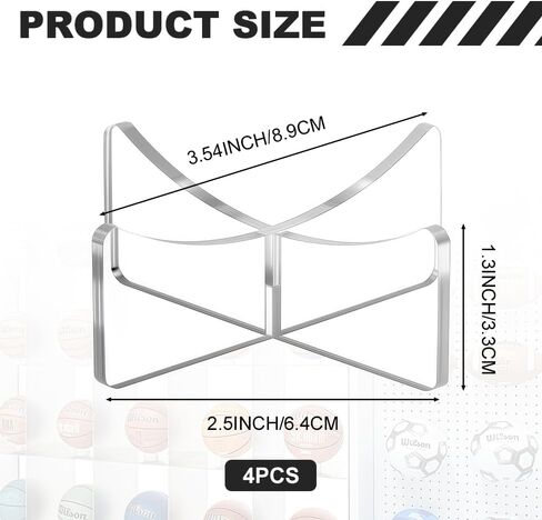 [4 عبوات] حامل كرة السلة مقاس 3.54 × 1.3 بوصة، حامل كرة أكريليك شفاف للعرض، حامل تخزين لكرة القدم والكرة الطائرة وكرة السلة والرجبي in Kuwait
