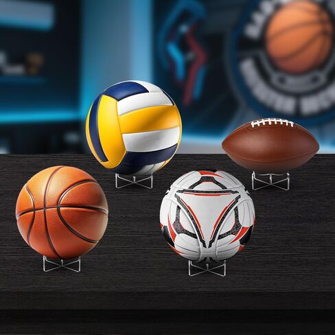 [4 عبوات] حامل كرة السلة مقاس 3.54 × 1.3 بوصة، حامل كرة أكريليك شفاف للعرض، حامل تخزين لكرة القدم والكرة الطائرة وكرة السلة والرجبي in Kuwait