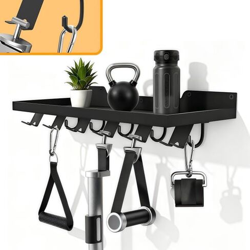 Floating Shelf Organizer Compatible with Tonal Accessories,16.9x6Home Gym Weight wall Storage Equipment Hanger, Metal Rack Holder Wall Mount with 5 T-Lock Brackets & Hooks Hanger in Saudi Arabia