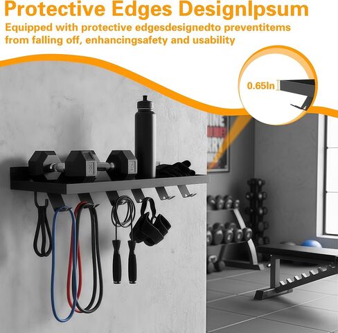 Floating Shelf Organizer Compatible with Tonal Accessories,16.9x6Home Gym Weight wall Storage Equipment Hanger, Metal Rack Holder Wall Mount with 5 T-Lock Brackets & Hooks Hanger in Saudi Arabia