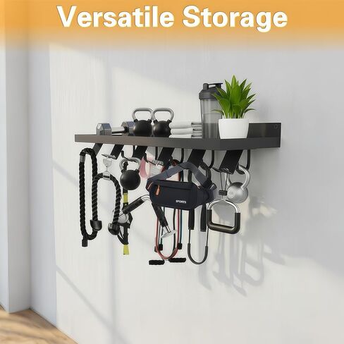 Floating Shelf Organizer Compatible with Tonal Accessories,16.9x6Home Gym Weight wall Storage Equipment Hanger, Metal Rack Holder Wall Mount with 5 T-Lock Brackets & Hooks Hanger in Saudi Arabia