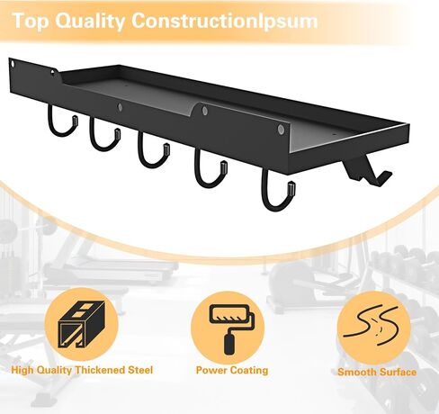 Floating Shelf Organizer Compatible with Tonal Accessories,16.9x6Home Gym Weight wall Storage Equipment Hanger, Metal Rack Holder Wall Mount with 5 T-Lock Brackets & Hooks Hanger in Saudi Arabia