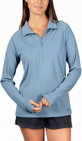 Reel Life Women's Long Sleeve - UPF 50+ Sun Protection Half Zip Shirt, Quick-Dry, Women’s Long Sleeve Tops, Athletic Pullover in Kuwait
