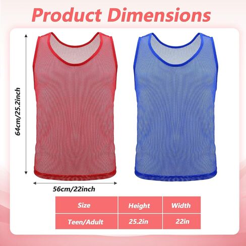 Grevosea 24 Pack Scrimmage Vest, Soccer Training Pinnies Youth Team Pinnies Practice Sports Lightweight Mesh Scrimmage Vests for Youth and Adults Breathable Practice Jerseys Red/Blue in Saudi Arabia