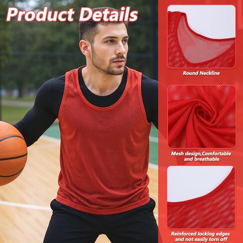 Grevosea 24 Pack Scrimmage Vest, Soccer Training Pinnies Youth Team Pinnies Practice Sports Lightweight Mesh Scrimmage Vests for Youth and Adults Breathable Practice Jerseys Red/Blue in Saudi Arabia