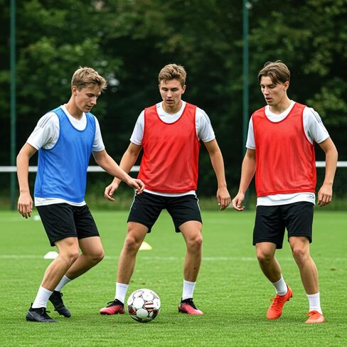 Grevosea 24 Pack Scrimmage Vest, Soccer Training Pinnies Youth Team Pinnies Practice Sports Lightweight Mesh Scrimmage Vests for Youth and Adults Breathable Practice Jerseys Red/Blue in Saudi Arabia