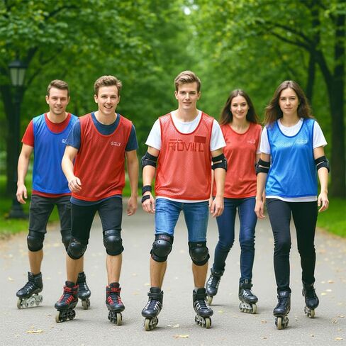 Grevosea 24 Pack Scrimmage Vest, Soccer Training Pinnies Youth Team Pinnies Practice Sports Lightweight Mesh Scrimmage Vests for Youth and Adults Breathable Practice Jerseys Red/Blue in Saudi Arabia
