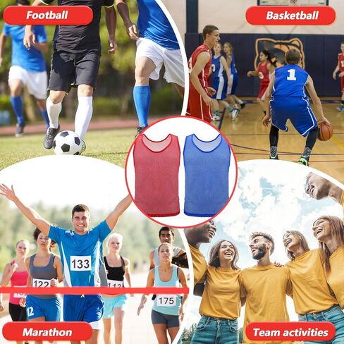 Grevosea 24 Pack Scrimmage Vest, Soccer Training Pinnies Youth Team Pinnies Practice Sports Lightweight Mesh Scrimmage Vests for Youth and Adults Breathable Practice Jerseys Red/Blue in Saudi Arabia