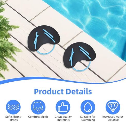 Swimming Paddles for Hands, Silicone Swim Training Paddles with Adjustable Straps Improves Speed and Form Lightweight Swim Hand Fins Lap Swimming Gear for Adults Kids in Saudi Arabia