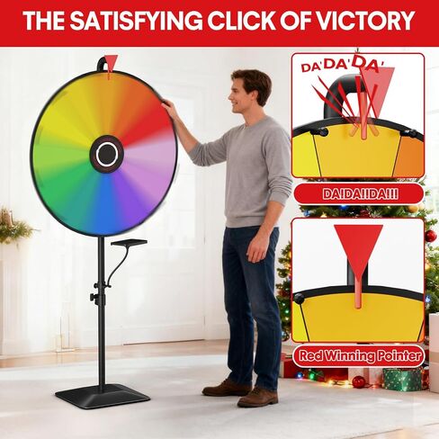 24 Inch Prize Wheel, Heavy Duty Spinning Wheel for Prizes, Adjustable 47"-61" Spin Wheel with Dry Erase Marker & Eraser, 12 Slots Colors Wheel Spinner with Stand for Party, Carnivals and Tradeshow in Saudi Arabia