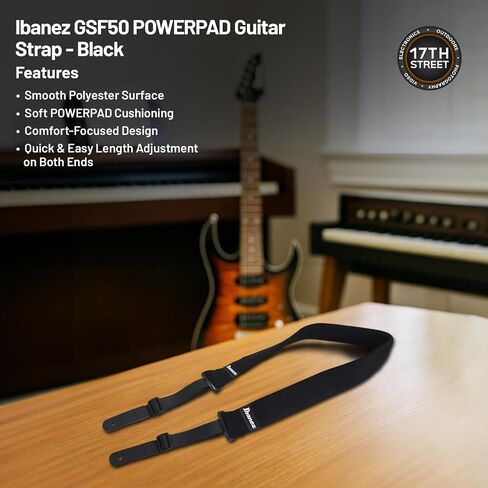 جيتار كهربائي ذو 6 أوتار من Ibanez (Sunburst) - باس اليد اليمنى مع حزام Powerpad GSF50، كابو سلسلة، 15 قطعة جيتار مع صندوق تخزين وقطعة قماش للتنظيف من الألياف الدقيقة (مجموعة الحزمة) in Saudi Arabia