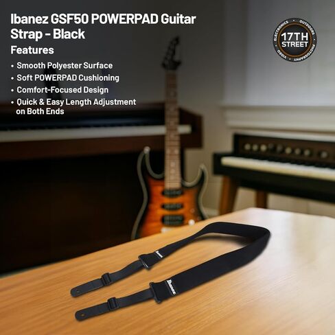 جيتار كهربائي ذو 6 أوتار من Ibanez (أبيض) - باس اليد اليمنى مع حزام Powerpad GSF50، كابو سلسلة، 15 قطعة جيتار مع صندوق تخزين وقطعة قماش للتنظيف من الألياف الدقيقة (مجموعة الحزمة) in Saudi Arabia