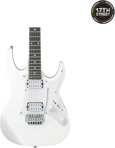 جيتار كهربائي ذو 6 أوتار من Ibanez (أبيض) - باس اليد اليمنى مع حزام Powerpad GSF50، كابو سلسلة، 15 قطعة جيتار مع صندوق تخزين وقطعة قماش للتنظيف من الألياف الدقيقة (مجموعة الحزمة) in Saudi Arabia