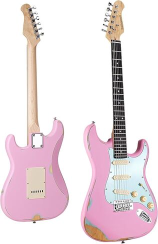 جيتار كهربائي من باهاموت مقاس 39 بوصة، غيتار كهربائي مع لمسة نهائية من بقايا نمط ساحل كاليفورنيا باللونين الأحمر والأزرق، وعنق القيقب الكندي ولوحة أصابع على شكل قلب أرجواني، ولاقطات SSS وجسر اهتزاز القفل in Kuwait