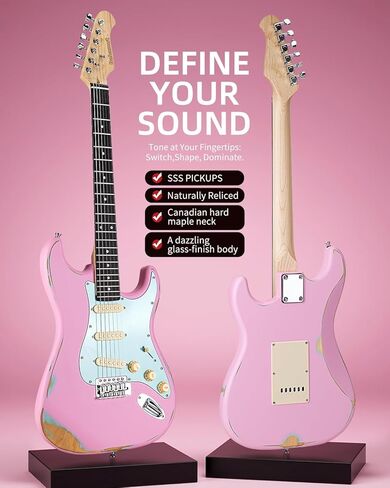 جيتار كهربائي من باهاموت مقاس 39 بوصة، غيتار كهربائي مع لمسة نهائية من بقايا نمط ساحل كاليفورنيا باللونين الأحمر والأزرق، وعنق القيقب الكندي ولوحة أصابع على شكل قلب أرجواني، ولاقطات SSS وجسر اهتزاز القفل in Kuwait