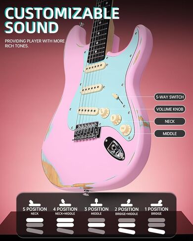 جيتار كهربائي من باهاموت مقاس 39 بوصة، غيتار كهربائي مع لمسة نهائية من بقايا نمط ساحل كاليفورنيا باللونين الأحمر والأزرق، وعنق القيقب الكندي ولوحة أصابع على شكل قلب أرجواني، ولاقطات SSS وجسر اهتزاز القفل in Kuwait