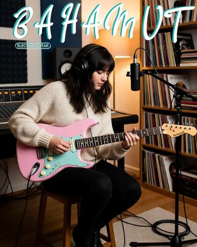 جيتار كهربائي من باهاموت مقاس 39 بوصة، غيتار كهربائي مع لمسة نهائية من بقايا نمط ساحل كاليفورنيا باللونين الأحمر والأزرق، وعنق القيقب الكندي ولوحة أصابع على شكل قلب أرجواني، ولاقطات SSS وجسر اهتزاز القفل in Kuwait