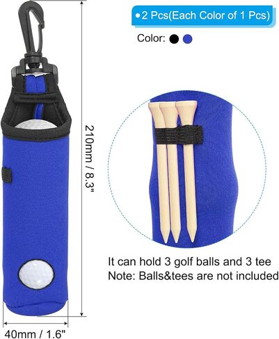 Golf Ball Carry Bag, 2Pack Golf Tee Holder Pouch Portable Neoprene Golf Ball Holder with Clip for Men and Women Storage Gifts, 2 Color in Saudi Arabia