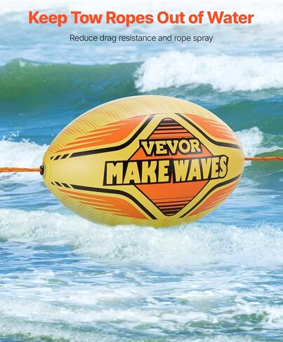 VEVOR Booster Ball, Towable Tube Rope Performance Ball, Thickened PVC Inflatable Booster Balls for Boating and Water Sports - with High Tensile Strength Rope and Speed Safety Valve in Kuwait