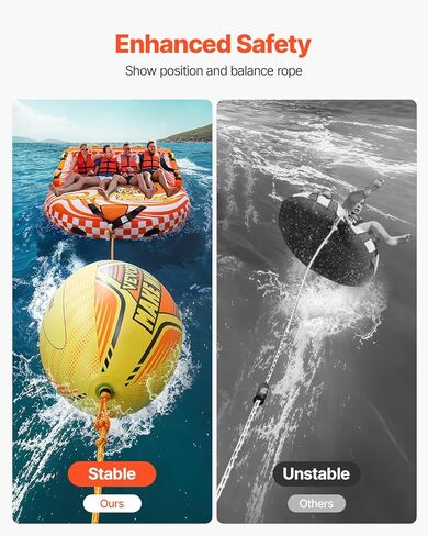 VEVOR Booster Ball, Towable Tube Rope Performance Ball, Thickened PVC Inflatable Booster Balls for Boating and Water Sports - with High Tensile Strength Rope and Speed Safety Valve in Kuwait