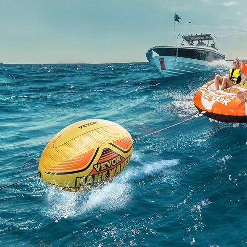VEVOR Booster Ball, Towable Tube Rope Performance Ball, Thickened PVC Inflatable Booster Balls for Boating and Water Sports - with High Tensile Strength Rope and Speed Safety Valve in Kuwait