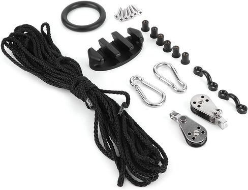 Acouto : Trolley Kit with Rope Pulley Pad Eyes Canoe Boats Water Sports Accessories, Trolley System Canoe, System Kit - Sports & OutdoorsSportsWater SportsKayaking/Hardware in Saudi Arabia