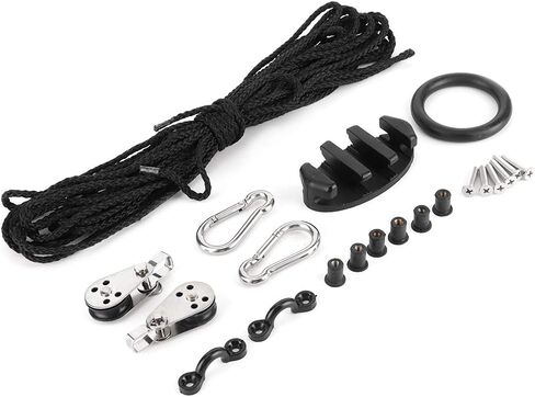 Acouto : Trolley Kit with Rope Pulley Pad Eyes Canoe Boats Water Sports Accessories, Trolley System Canoe, System Kit - Sports & OutdoorsSportsWater SportsKayaking/Hardware in Saudi Arabia