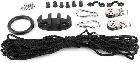Acouto : Trolley Kit with Rope Pulley Pad Eyes Canoe Boats Water Sports Accessories, Trolley System Canoe, System Kit - Sports & OutdoorsSportsWater SportsKayaking/Hardware in Saudi Arabia
