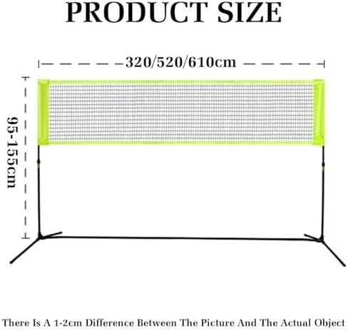 حامل شبكة تنس الريشة المحمول - أعمدة قائمة بذاتها قابلة للتعديل مع شبكة وحقيبة ظهر للتدريب الرياضي واستخدام الشاطئ والملعب - طول 520 سم in Kuwait