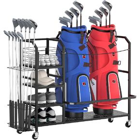 Golf Bag Storage, Big Capacity Golf Bag Organizer for Golf Bag and Equipment Accessories, Golf Bag Accessories for Garage, Home or Club,Extra Storage Rack for Golf Clubs,Black in Saudi Arabia