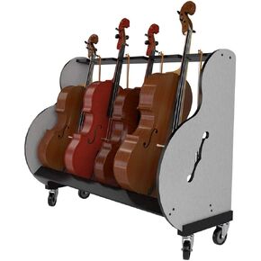 A&S Crafted Products The Band Room 6 Cello Storage & Transport Cart For Music Classrooms | Designed for Music Teachers | Hold Four ½, ¾ and full-size cellos | Made In U.S.A. in Kuwait
